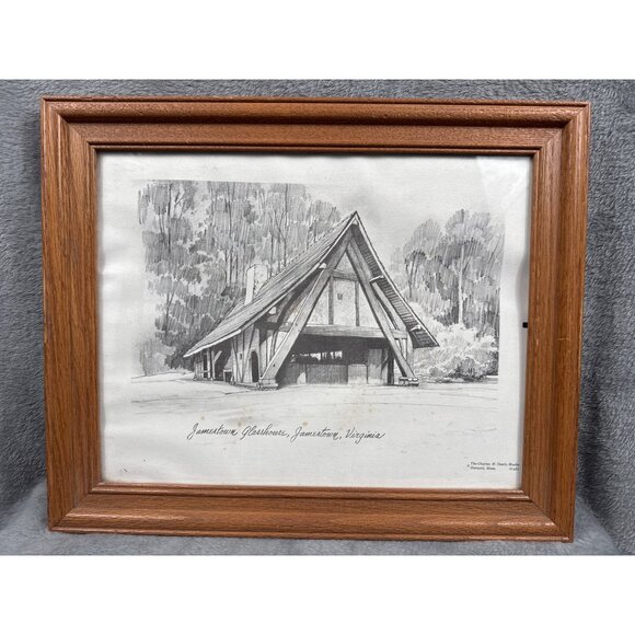 The Charles H. Overly Studio Other - Framed Charles H. Overly Studio Print Of Jamestown Glasshouse Virginia In Wooden